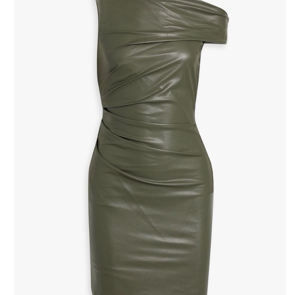 Helmut Lang Olive One-Shoulder Mini Dress